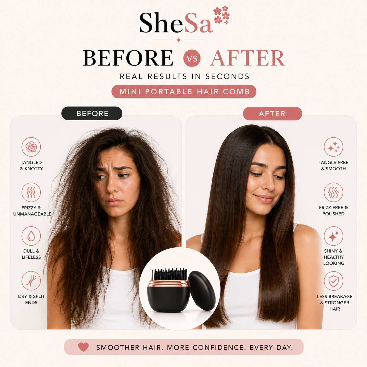 Mini Portable Hair Comb | SheSa™