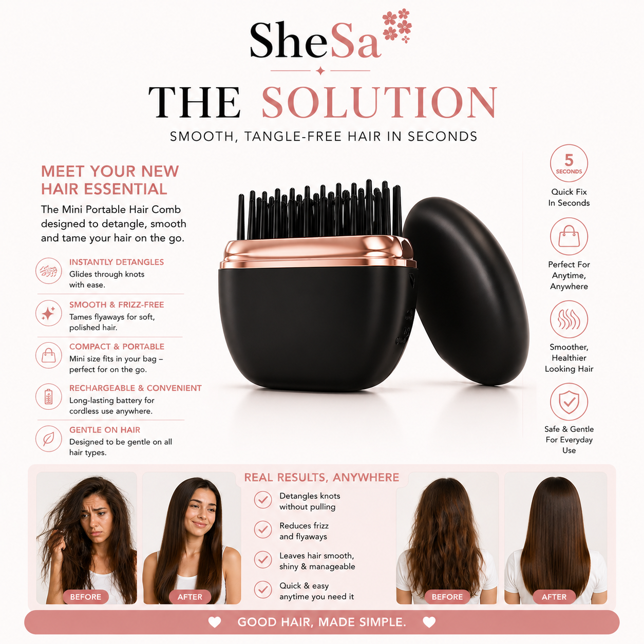 Mini Portable Hair Comb | SheSa™