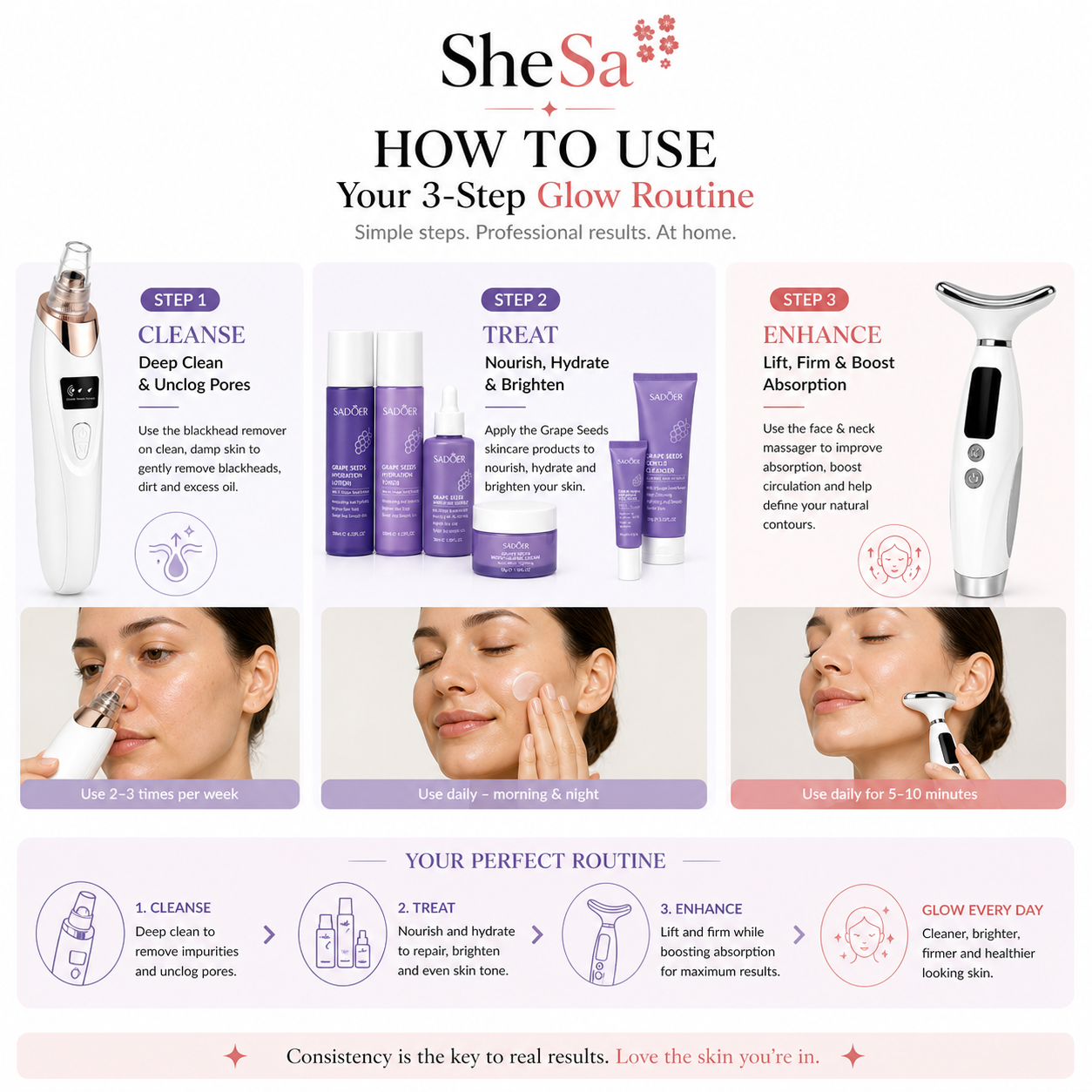 3-Step Clear Glow Bundle | SheSa™